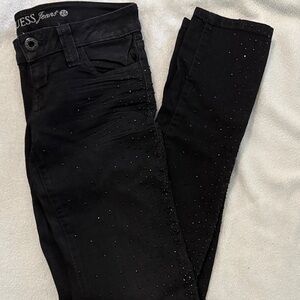 GUESS Women's Sparkling Black Skinny Jeans